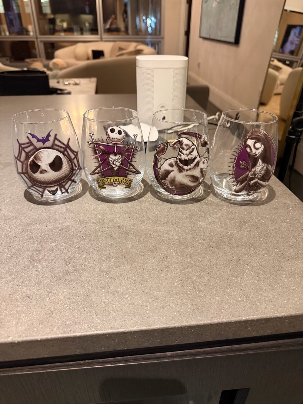 Nightmare Crew Stemless Wine Glasses - Set of 4 (Purple Accents)